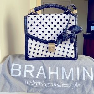 Brahmin calf hair and leather satchel bag with shoulder strap. NWOT.  Brown